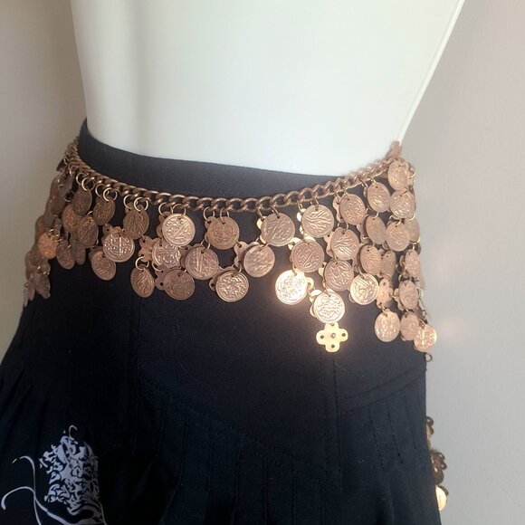 Metal coins bohemian belt. - Picture 2 of 6